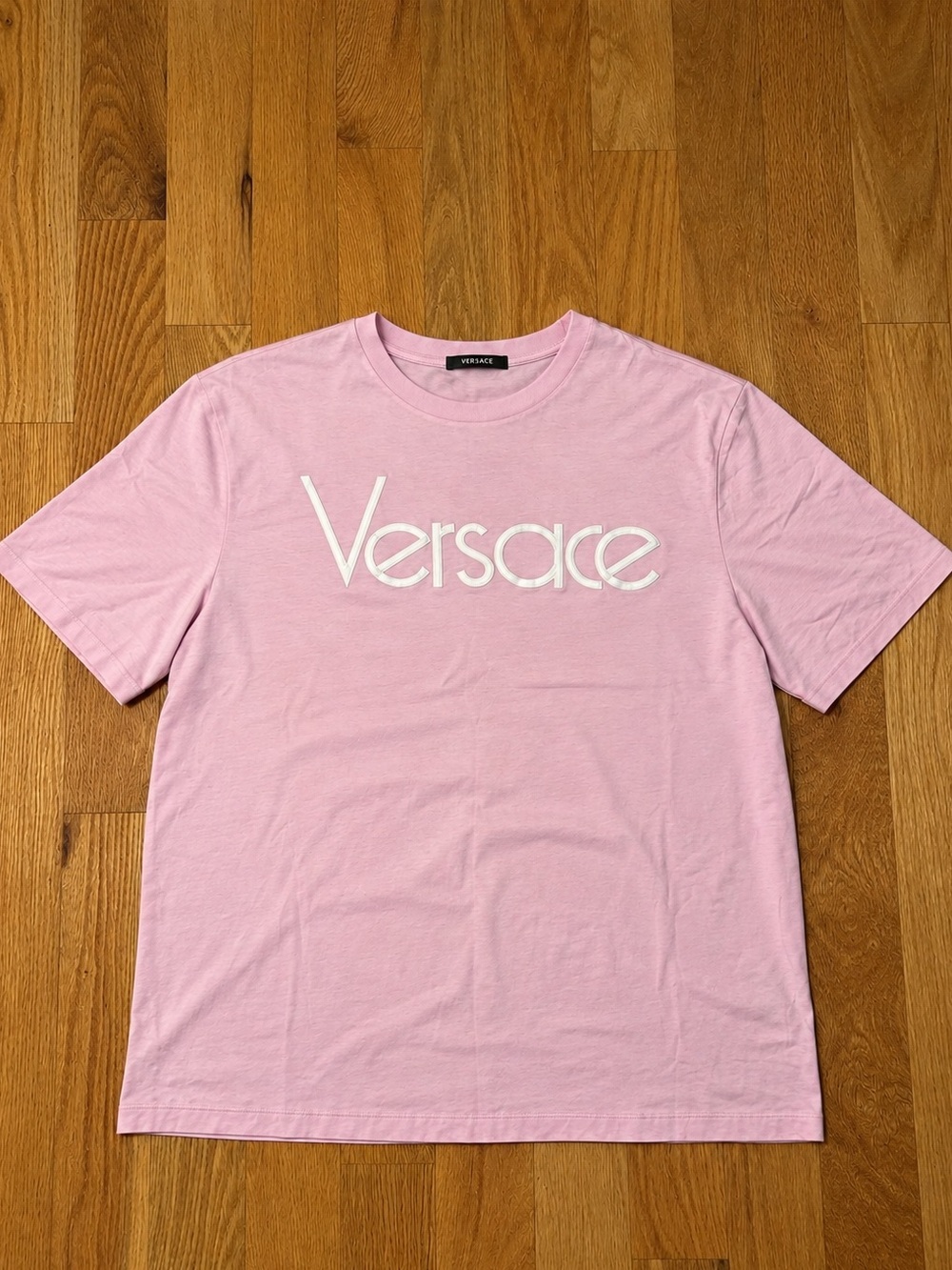 Versace Pink Spellout Runway Tshirt